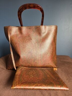 Etro Brown Paisley Zip-Top Tote
